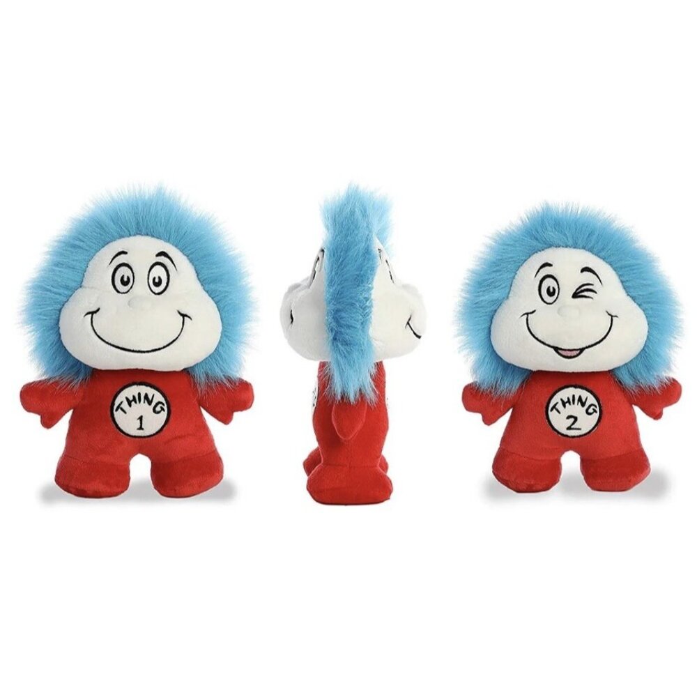Aurora World Dr Seuss Thing 1 and 2  Plush Reversible Two Sided‎ Double Dood 9"